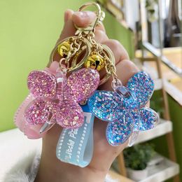 Keychains New acrylic sequin keychain personalized bag lanyard cute butterfly girl mobile phone chain accessories G230525