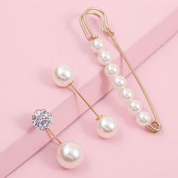 Brooches 3Pcs/Set Female Trendy Round Crystal White Pearl Pins Set For Women Party Clothes Accessories Gift Jewellery