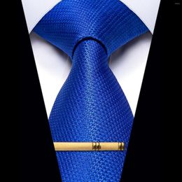 Bow Ties Solid Luxury Mens Business Necktie 8 Cm Width Fashion Royal Blue Tie For Man Wedding Party Neck Wear With Clip Set Birthday Gift