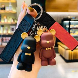 Keychains Cute Resin Keychain Charm Tie Bear Pendant Women's Car Rental Keyring Phone Exquisite Jewellery Accessories Children's and Girls' Gift G230525