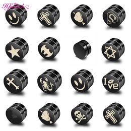 Punk Fake Earring Piercing Men Strong Magnet Magnetic Ear Studs Non Piercing Round Earrings for Women Gift Boyfriend Accessories