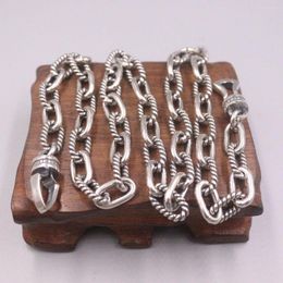 Chains Real 925 Sterling Silver 8mm Big Cable Link Chain Necklace 21.6inch For Man