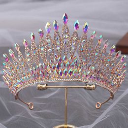 Other Fashion Accessories DIEZI Korean Luxury Multicolor Crystal Tiara Crown For Women Wedding Fashion Bridal Queen Rhinestone Hair Accessories Headb J230525