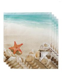 Table Napkin 4pcs Summer Beach Starfish Shell Square 50cm Party Wedding Decoration Cloth Kitchen Dinner Serving Napkins