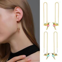 Dangle Earrings Long Line Bird Hummingbird Drop For Women Colour Earring Cute Little Animals Earings 2023 Fashion Jewellery