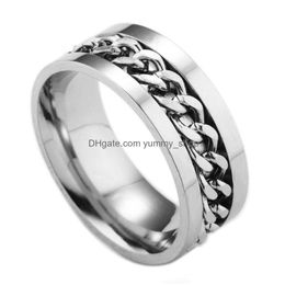 Band Rings Titanium Removable Spin Chain Finger Ring Nail Gold For Women Men Jewelry Drop Delivery Dh1H6