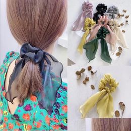 Pony Tails Holder Highend Hair Rope Boutique Accessories Womens Bows Solid Colour Ribbon Roperubber Band Girl Wild Headwear Drop Deli Dhk7O