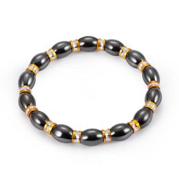 Beaded Punk Black Magnetic Bracelet 30G Magnet Women Crystal Gold Fish Drummer Chain Charm Bangle Cuff Fashion Jewellery Drop Delivery Dh3Ed