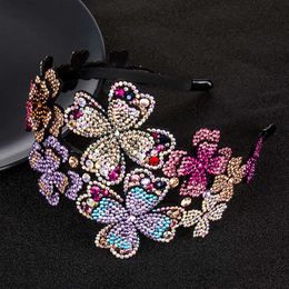 Other Fashion Accessories Big Flowers with Wide Sides Head Wear Luxury Headband for Women Rhinestone Nonslip Border Girl Hairpin Fancy Hair Accessories J230525