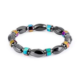 Beaded Black Magnetic Bracelet Hematite Fashion Pain Stone Braceles Resin Ab Colour Therapy Health Care Magnet Jewellery For Men And Dr Dhbnb