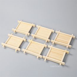 100pcs Natural Bamboo Wood Trays For Tea cups Mats Creative Concave Cup Pads LT478