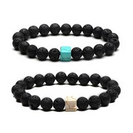 Beaded Lava Rock Beads Bracelets 8 Mm Volcanic Yoga Arrival Turquoise Couple Drop Delivery Jewellery Dhzcr