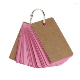 Kraft Paper Binder Ring Easy Flip Flash Cards Study Memo Pads DIY Stationery 63HD