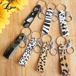 Leopard Genuine Leather Zebra Cow Skin Keychains For Women Leather Key Rings Car Handbag Key Chain