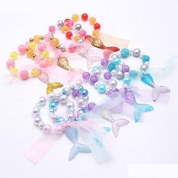 Beaded Newest Design Fashion Mermaid Tail Kid Bracelet Beautif Colour Charm Children Girl Jewellery Drop Delivery Bracelets Dhg50