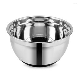 Bowls Stainless Steel Bowl With Sealing Cover Without Magnetic Thickening Silicone Bottom Salad Pot Baking Egg Kitchen Utensils HEE889