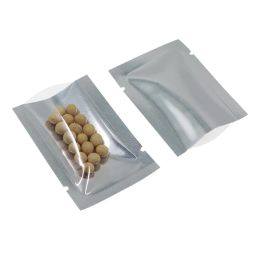 Clear Front White Silver Open Top Mylar Bags Heat Sealing Plastic Aluminium Foil Flat Packaging Bags Grocery Food Vacuum Storage