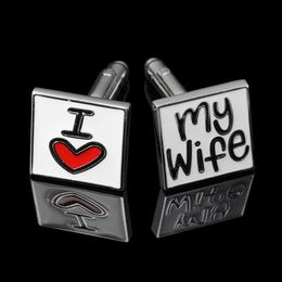 Cuff Links Hot selling brand new fashion rare exquisite I love my wife gift wedding groom party shirt cuffs link wholesale G220525