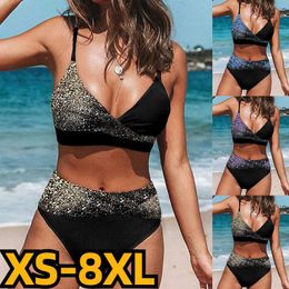 Women's 2023 High Waist Women Retro Bathing Swimsuit Fa New Design Printing Bikini Swimwear Summer Two Piece Set Bath Suit P230525