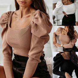 Women's Sweaters Spring Casual Solid Knit Crochet Shirt Long Sleeve Knitted Tops Sweater Female Slim Fit Jumper S-XL