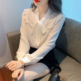 Women's Blouses Temperament Long Sleeve Professional Shirt Women 2023 Spring French Bow Fashion Top Versatile Loose Blouse Female Tops