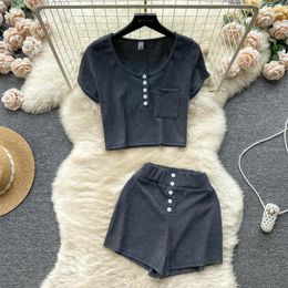 Women's Tracksuits Womens Summer Yoga Suits T Shirt And Short Sets Solid Casual Cotton Linen Blouse Shorts Two Piece Women Outfit 2023