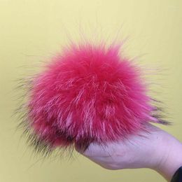 Berets 15cm Real Raccoon Pom With Press Stud Ball For Hat Shoe Bag Scarf Accessories Pompom Decor