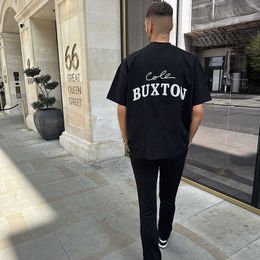 Men's T-Shirts Cole Buxton Cursive Lettered Slogan Logo Printed Loose Women's Short-sleeved Round-neck T230525