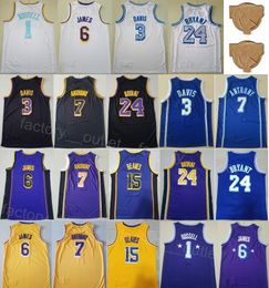 Men Basketball Finals DAngelo Russell Jerseys 1 Bryant LeBron James 6 Davis 3 Carmelo 7 Austin Reaves 15 Shirt Embroidery And Sewing City Earned Sport High Quality