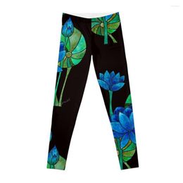 Active Pants Blissful Blue Lotus Leggings For Gym Woman Sports