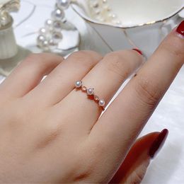 Cluster Rings AINUOSHI Handmade18K Gold Real Natural Pearl Wedding Engagement For Women Valentine's Day Fashion Ring Fine Jewelry