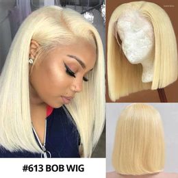 Transparent 613 Lace Front Wig Honey Blonde Short Bob Wigs 13x4 HD Human Hair Straight