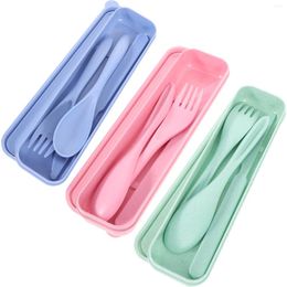 Dinnerware Sets 3 Cutlery Spoon Fork Tableware Utensils Lunch Box Camping Reusable With Case Forks And Spoons Portable