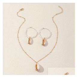 Earrings Necklace Beach Holiday Wind Shells Necklaces Earring Jewellery Sets Gsfs008 Fashion Women Gift Set Drop Delivery Dhubt