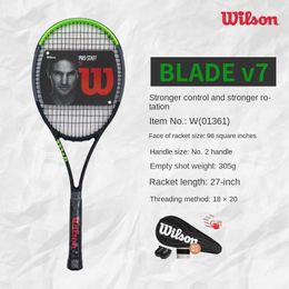 Tennis Rackets Tennis racket blade98 V7 tennis racket all-carbon beginner and male student single training suit 230525