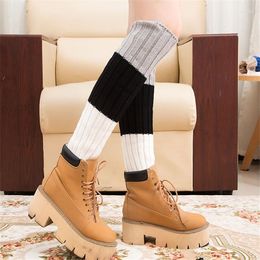 Women Socks Fall/winter Japanese Colour Matching Pile Wool Knitted Leg Protectors Knee Women's Boots Thigh High