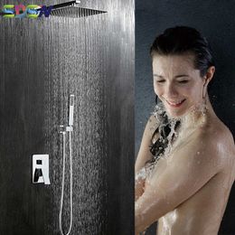 Bathroom Shower Sets Bathroom Shower Set SDSN Concealed Shower System 12 Inch Rainfall Shower Head ABS Hand Shower Solid Brass Bathtub Mixer Faucets G230525