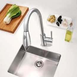 Kitchen Faucets BAKALA Est Pull Out Spray Faucet Mixer Tap Brushed Nickel Single Hand Stainless Steel LH-8105