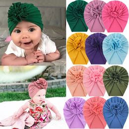 Flower Baby Hat Skull Caps Solid Color Pullover Hat Children's Headband Knitted Hat