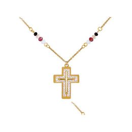 Pendant Necklaces Fashion Butterfly Necklace Girls Rhinestone Cross Jewellery Gift For Women Hip Hop 6 Styles Drop Delivery Pendants Dh4Az