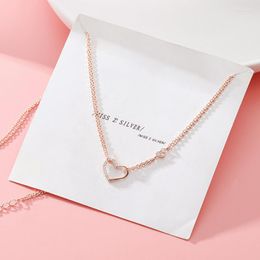 Pendant Necklaces Sweet Double Layer Zircon Heart Clavicle Chain For Women Girl Party Birthday Jewellery Gift