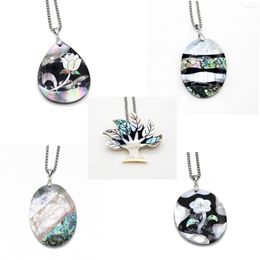 Pendant Necklaces Natural Freshwater Shell Cracking Oval Wisdom Tree Shape Splicing DIY Jewelry Necklace With Chain Gift