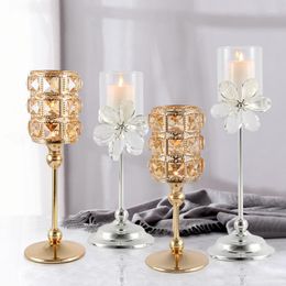 Candle Holders Gold Metal Pillar Centrepieces Table Mantel Fireplace Decor Candlestick Nordic Home