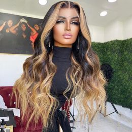 Body Braziliain Wave Ombre Blonde Front Transparent Frontal Wig Lace Closure Simulation Human Hair Wigs For Women Cosplay Preplucked al s