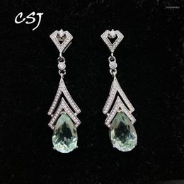Stud Earrings CSJ Elegant Green Amethyst Sterling 925 Silver Smoky Rose Quartz Zultanite Paraiba For Women Birthday Jewellery Gift