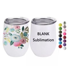 stainless steel stemless sublimation blanks 12oz wine tumbler cup mug glass with lids wholesale