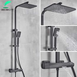 Bathroom Shower Sets SHBSHAIMY Shower Faucets Top Quality Contemporary Bathroom Shower Faucet Bath Taps Rainfall Shower Thermostatic shower sets G230525