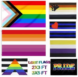 DHL Customize Rainbow Flag Banner 3x5FT 90x150cm Gay Pride Flags Polyester Banners Colorful LGBT Lesbian Parade Decoration G0525