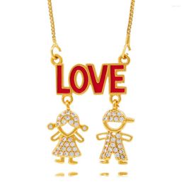 Chains 2023 Arrival Jewelry Chinese Love Letter CZ Charms Symbol Charm Mirror Polish Long Necklaces For Lovers