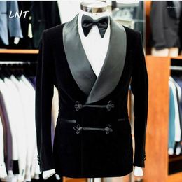 Men's Suits Men Black Smoking Jackets Blazer Luxury Grooms Wedding Designer Party Wear Coat